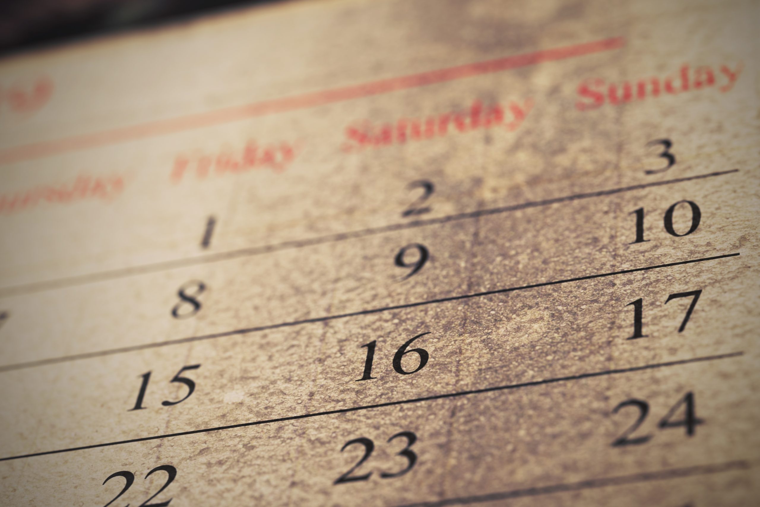 Close Up Of Vintage Calendar