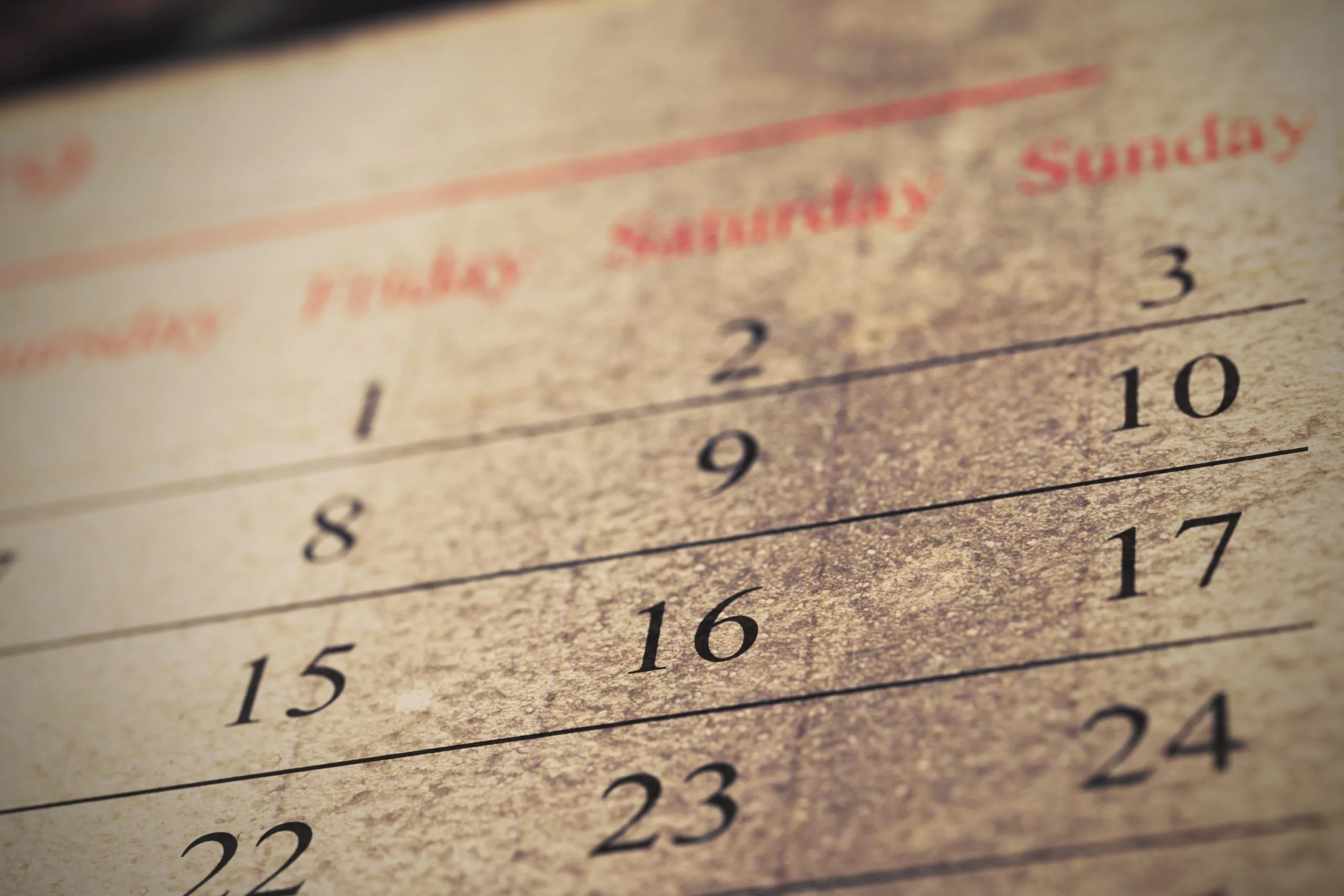 Close Up Of Vintage Calendar